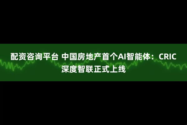 配资咨询平台 中国房地产首个AI智能体：CRIC深度智联正式上线